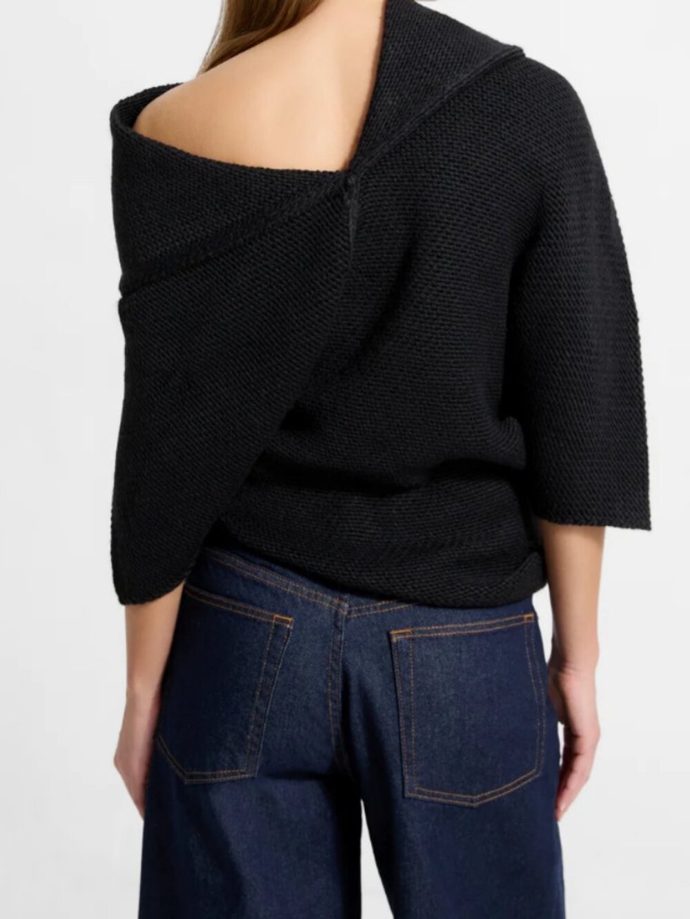Marcella Palmer Knit Sweater Contemporary Asymmetric Wool Blend Black Sz Medium - Picture 15 of 15